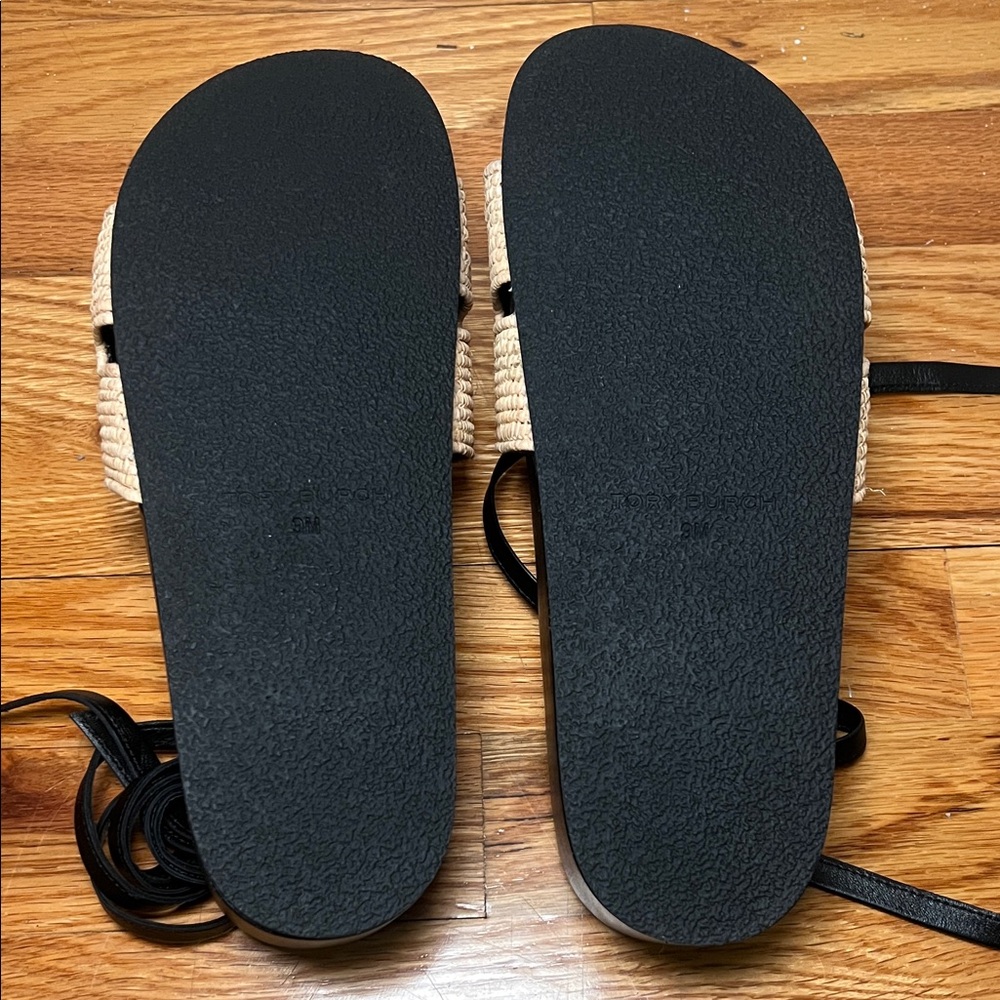 Tory Burch Black and Tan Platform Sandals - Picture 4 of 6